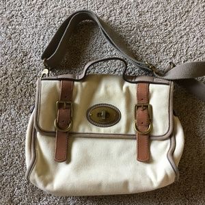 FOSSIL white canvas crossbody bag